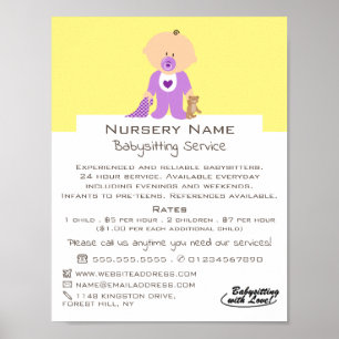 Cartoon Baby & Beer, Babysitter, Kinderdagverblijf Poster