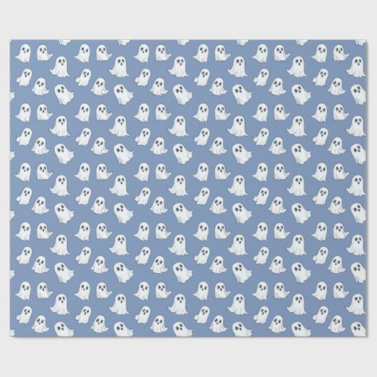 Cartoon Baby Ghosts Blue Wrapping Paper Cadeaupapier (Vlak)
