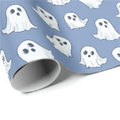 Cartoon Baby Ghosts Blue Wrapping Paper Cadeaupapier (Rol Hoek)