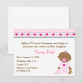 Cartoon Baby Girl Birth kondiging Aankondiging (Voorkant / Achterkant)