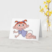 Cartoon Baby kruipende Wenskaarten Kaart (Gele Bloem)