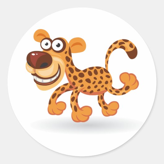 Cartoon baby Leopard Ronde Sticker (Voorkant)