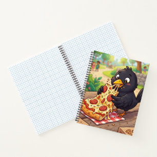 Cartoon Baby Merel Kraai Raaf Eet Pizza Notitieboek