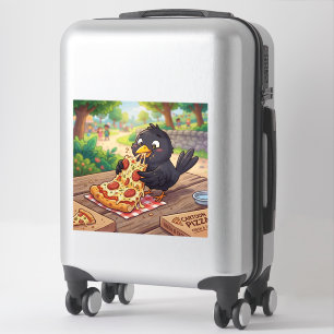 Cartoon Baby Merel Kraai Raaf Eet Pizza Sticker