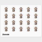 Cartoon Baby Monkey Laughing Ronde Sticker (Vel)