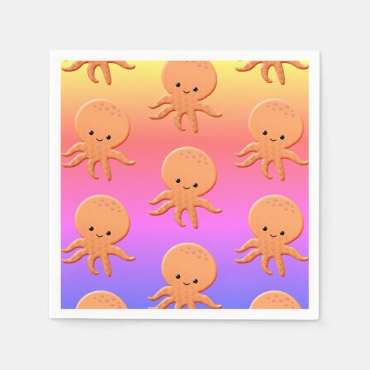 Cartoon Baby Octopus Napkins Servet (Voorkant)