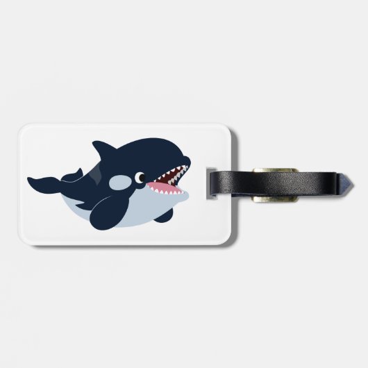 Cartoon Baby Orca Bagagelabel (Achterkant horizontaal)