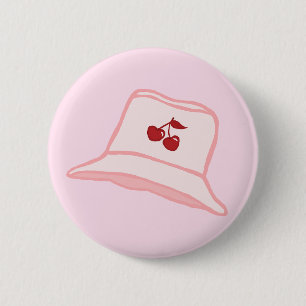 Cartoon Baby Roze Coquette Kersen Emmerhoed  Ronde Button 5,7 Cm