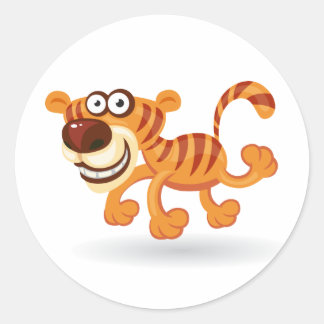 Cartoon baby tijger ronde sticker
