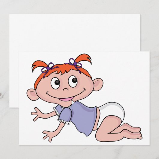 Cartoon Baby Uitnodigingen (Voorkant / Achterkant)