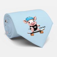 Cartoon baby varken rijden een skateboard laat rol