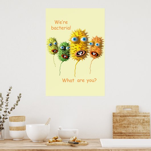Cartoon Bacteria poster (Keuken)
