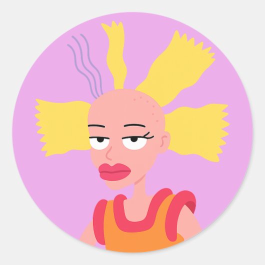 Cartoon “Bad Hair Day” Sticker (Voorkant)