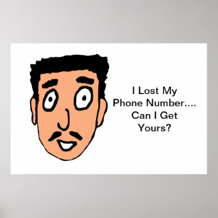 Cartoon Bad Pick up Line Slimy Mustache Guy Poster
