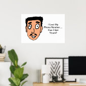 Cartoon Bad Pick up Line Slimy Mustache Guy Poster (Thuiskantoor)