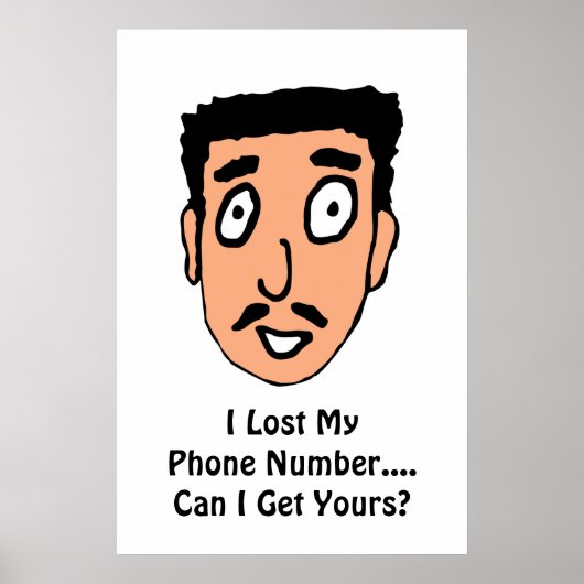 Cartoon Bad Pick up Line Slimy Mustache Guy Poster (Voorkant)