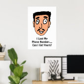 Cartoon Bad Pick up Line Slimy Mustache Guy Poster (Thuiskantoor)