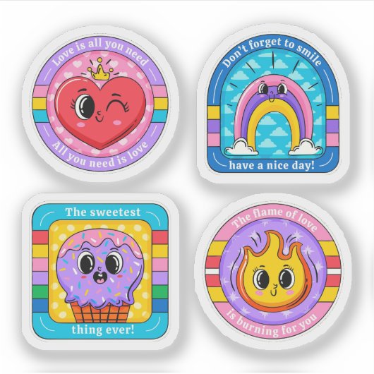 Cartoon badges sticker set (Voorkant)