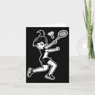 Cartoon Badminton Woman Shuttle Player Kaart