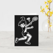 Cartoon Badminton Woman Shuttle Player Kaart (Gele Bloem)