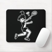 Cartoon Badminton Woman Shuttle Player Muismat (Met muis)