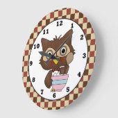 Cartoon Baking Owl Kitchen wandklok (Hoek)