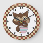 Cartoon Baking Owl Kitchen wandklok (Voorkant)