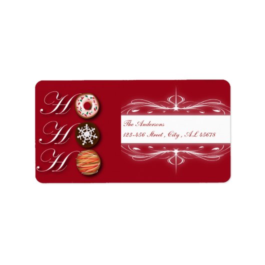 Cartoon bakker Donut Kerstkoekjes HoHoHo Etiket (Voorkant)