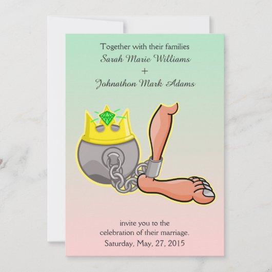 Cartoon bal en ketting bruiloft uitnodiging (Voorkant)