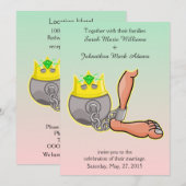 Cartoon bal en ketting bruiloft uitnodiging (Voorkant / Achterkant)