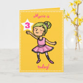  Cartoon Ballet Dancer Kaart (Gele Bloem)