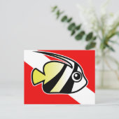 Cartoon Bannerfish Dive Vlag Briefkaart (Staand voorkant)