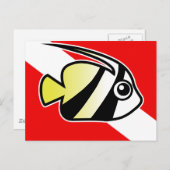 Cartoon Bannerfish Dive Vlag Briefkaart (Voorkant / Achterkant)