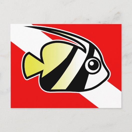 Cartoon Bannerfish Dive Vlag Briefkaart (Voorkant)