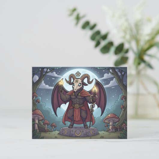 Cartoon Baphomet Briefkaart (Staand voorkant)