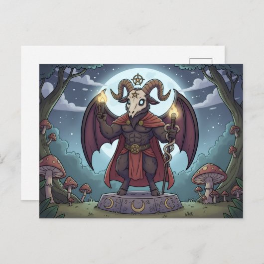 Cartoon Baphomet Briefkaart (Voorkant / Achterkant)