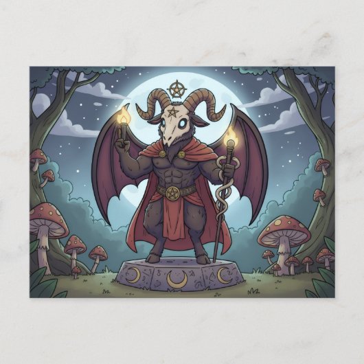 Cartoon Baphomet Briefkaart (Voorkant)