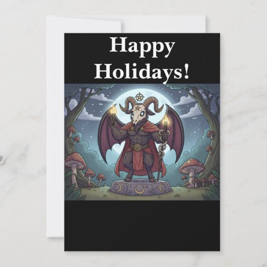 Cartoon Baphomet Feestdagenkaart (Voorkant)
