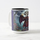 Cartoon Baphomet Tweekleurige Koffiemok (Voorkant links)