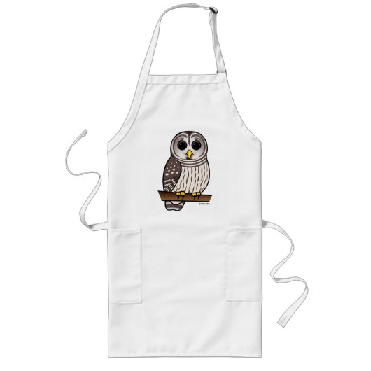 Cartoon Barred Owl Lang Schort (Voorkant)