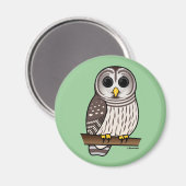 Cartoon Barred Owl Magneet (Voorkant / Achterkant)