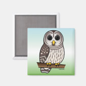 Cartoon Barred Owl Magneet (Voorkant / Achterkant)