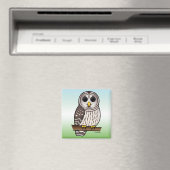 Cartoon Barred Owl Magneet (Insitu (Vaatwasser))