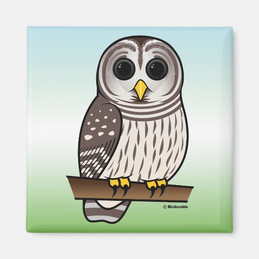 Cartoon Barred Owl Magneet (Voorkant)