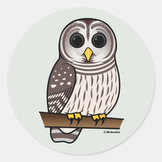 Cartoon Barred Owl Ronde Sticker (Voorkant)