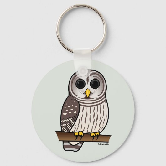 Cartoon Barred Owl Sleutelhanger (Voorkant)