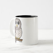 Cartoon Barred Owl Tweekleurige Koffiemok (Voorkant links)