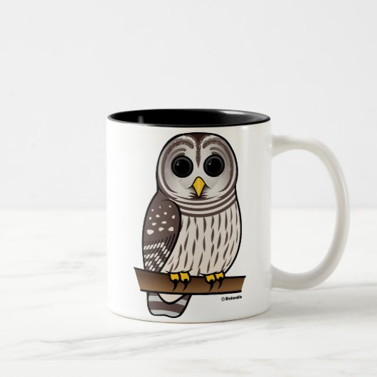 Cartoon Barred Owl Tweekleurige Koffiemok (Rechts)