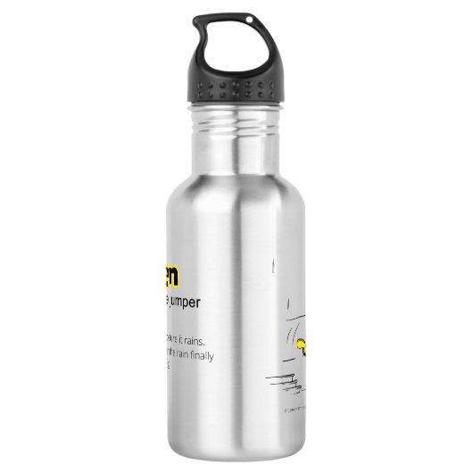 Cartoon Barrel studios' Ben waterfles. Waterfles (Achterkant)