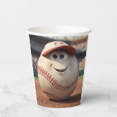 Cartoon Baseball Papieren Bekers (Achterkant)